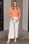 Andi Cropped Crew Neck Sweater, Cantaloupe