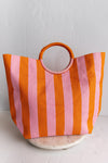 .Awning Stripe Tote, Orange