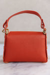 Nina Pebbled Leather Hand Bag, Orange