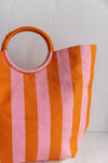 .Awning Stripe Tote, Orange