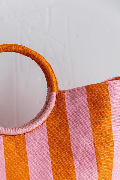 .Awning Stripe Tote, Orange