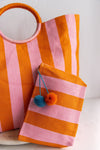 .Awning Stripe Pouch, Orange