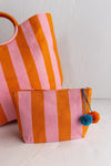 .Awning Stripe Pouch, Orange