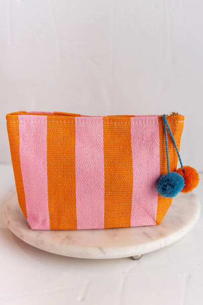 .Awning Stripe Pouch, Orange