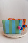 .Awning Stripe Pouch, Aqua