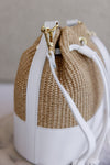 Sienna Woven Bucket Bag, White