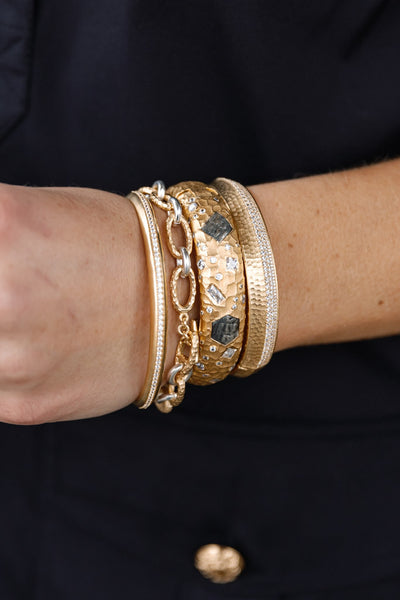 Gold Pavé Wide Bangle