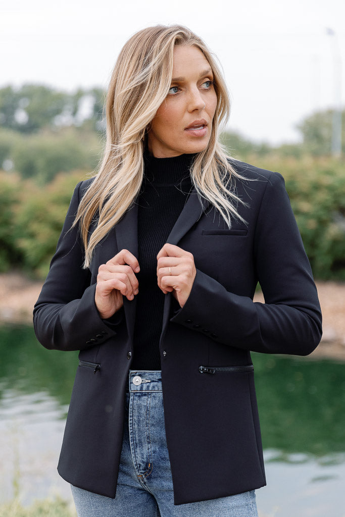 Veronica Beard Scuba Dickey Jacket, Black RUST