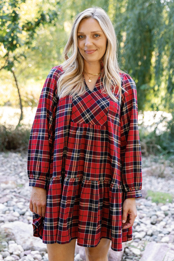 Holly Plaid Dress Red Plaid / S