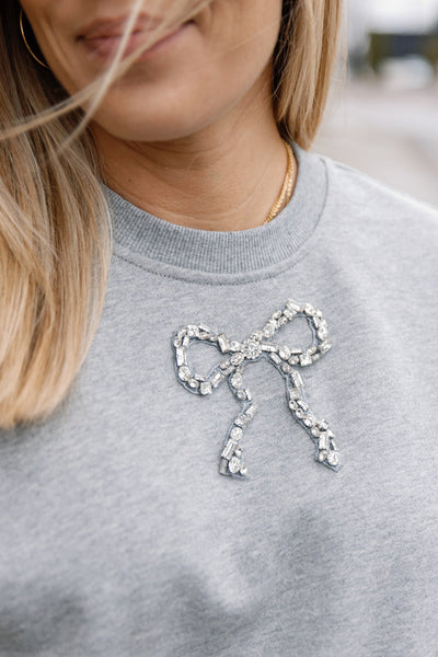 Rhinestone Bow Sweatshirt