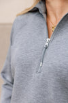 Spanx Air Essentials Half Zip Pullover, Med Heather Grey