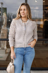 PRE-ORDER FOR FEB Nadia Open Knit Cardigan, Stone