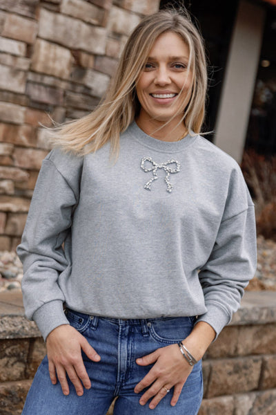 Rhinestone Bow Sweatshirt