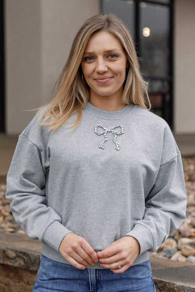 Rhinestone Bow Sweatshirt