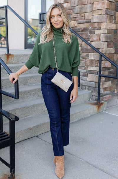 Karli Loose Fit Turtleneck Sweater, Olive