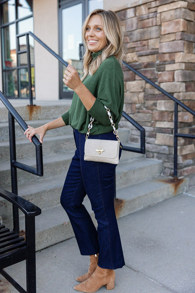 Karli Loose Fit Turtleneck Sweater, Olive