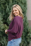 .Kira Ribbed Dolman Sweater, Bordeaux