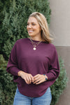 .Kira Ribbed Dolman Sweater, Bordeaux