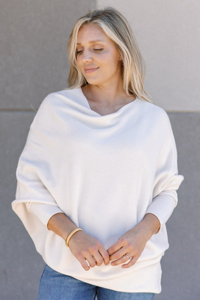 Kai Asymmetric Sweater, Ivory