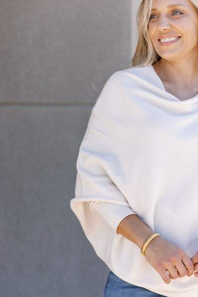 Kai Asymmetric Sweater, Ivory