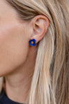 Mini Flower Stud Earrings, Cobalt