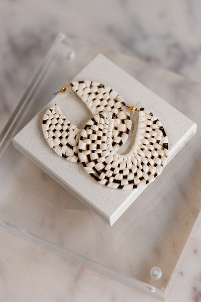 Naia Raffia Woven Gold Hoops