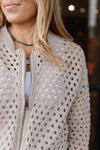 PRE-ORDER FOR FEB Nadia Open Knit Cardigan, Stone