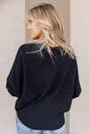 .Kira Ribbed Dolman Sweater, Black