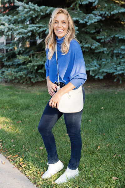 Pre-Order Karli Loose Fit Turtleneck Sweater, Blue