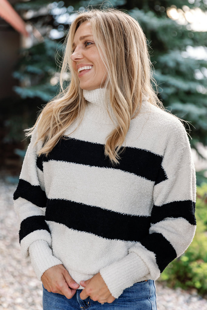 Bella Dahl Plush Striped Turtleneck