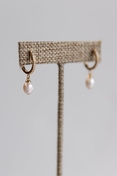 Risa Pearl Drop Huggie Hoops