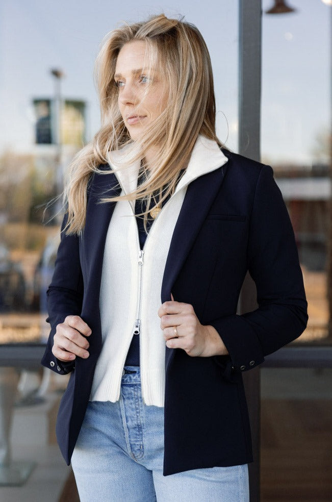 Veronica Beard Cashmere Uptown Dickey, Ivory RUST