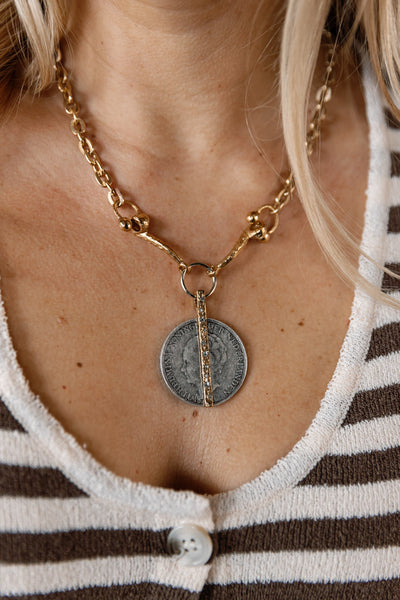 Queen Coin & Bar Necklace