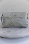 Camille Embossed Leather Crossbody/Clutch, Sand