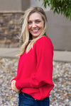 Kira Ribbed Dolman Sweater, Scarlet