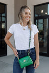 .Nina Pebbled Leather Hand Bag, Green