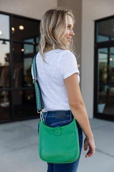 Josie Pebbled Leather Messenger Bag, Green
