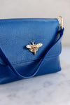 Liza Pebbled Leather Crossbody/Clutch, Royal Blue