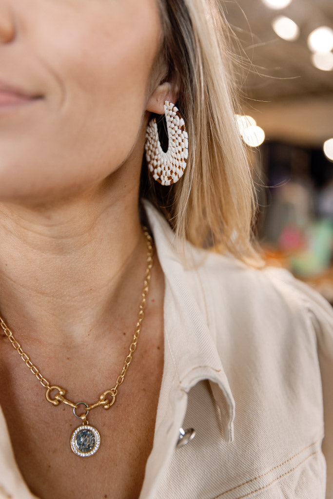 Naia Raffia Woven Gold Hoops