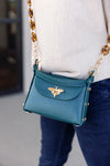 .Nina Pebbled Leather Hand Bag, Dark Teal