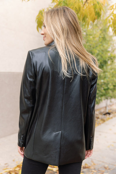 Cara Faux Leather Blazer