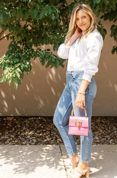 Selena Embossed Leather Hand Bag