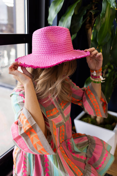 .Baja Woven Hat, Pink