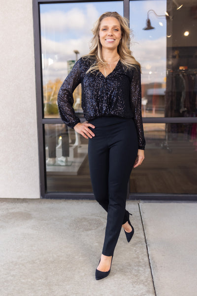 Paige Sequin Wrap Bodysuit