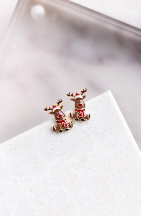 Boxed Holiday Stud Earrings, Reindeer