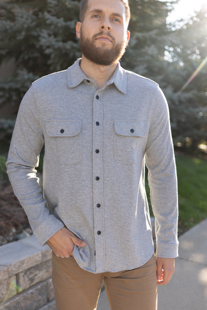 Faherty Legend Sweater Shirt, Fossil Grey Twill
