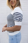 Penny Striped Sweater Knit Top, Navy