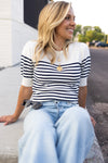 Penny Striped Sweater Knit Top, Navy