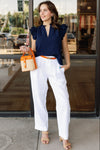 Izzie Seersucker Flutter Sleeve Top