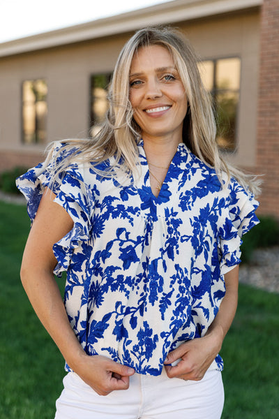 Carly Floral Flutter Sleeve Top
